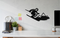 Skier and Mountain Metal Wall Art
