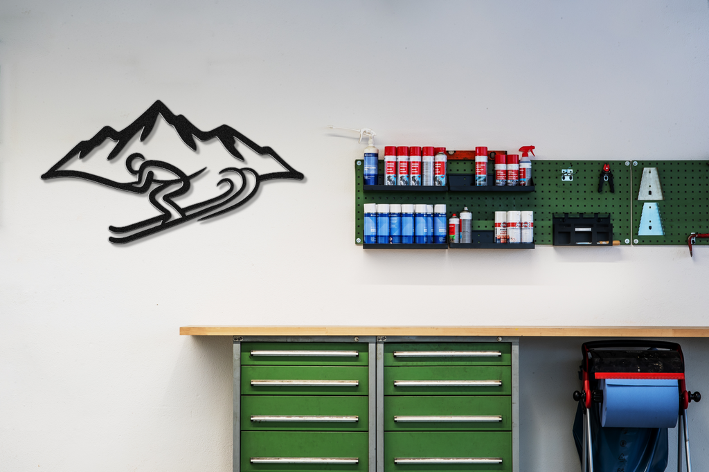 Skier and Mountain Metal Wall Art