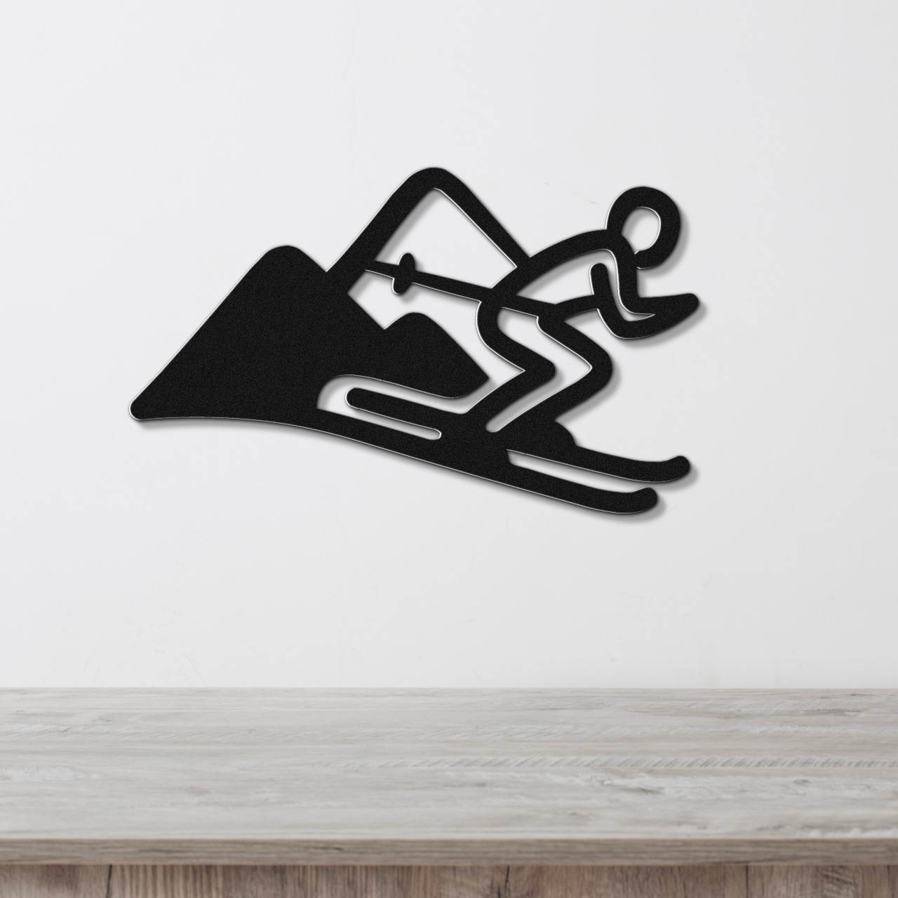 Skier and Mountain Metal Wall Art