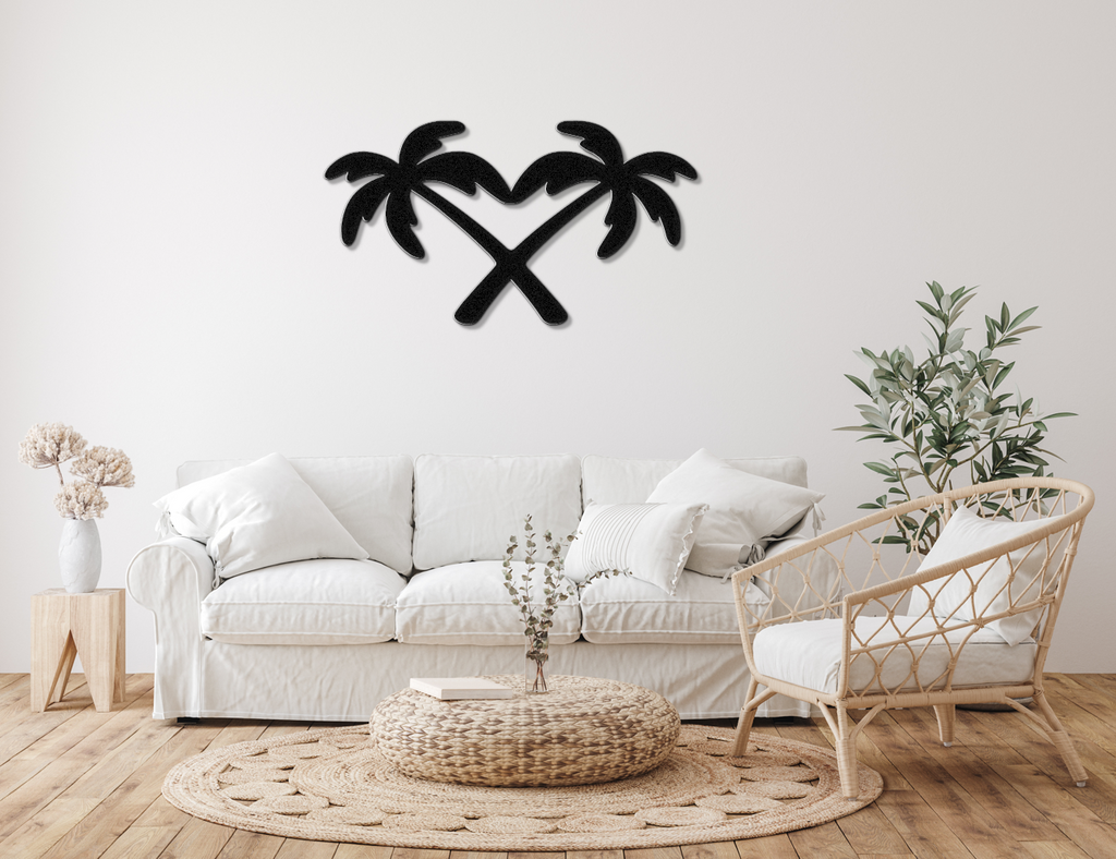 Twin Palm Tree Metal Wall Art