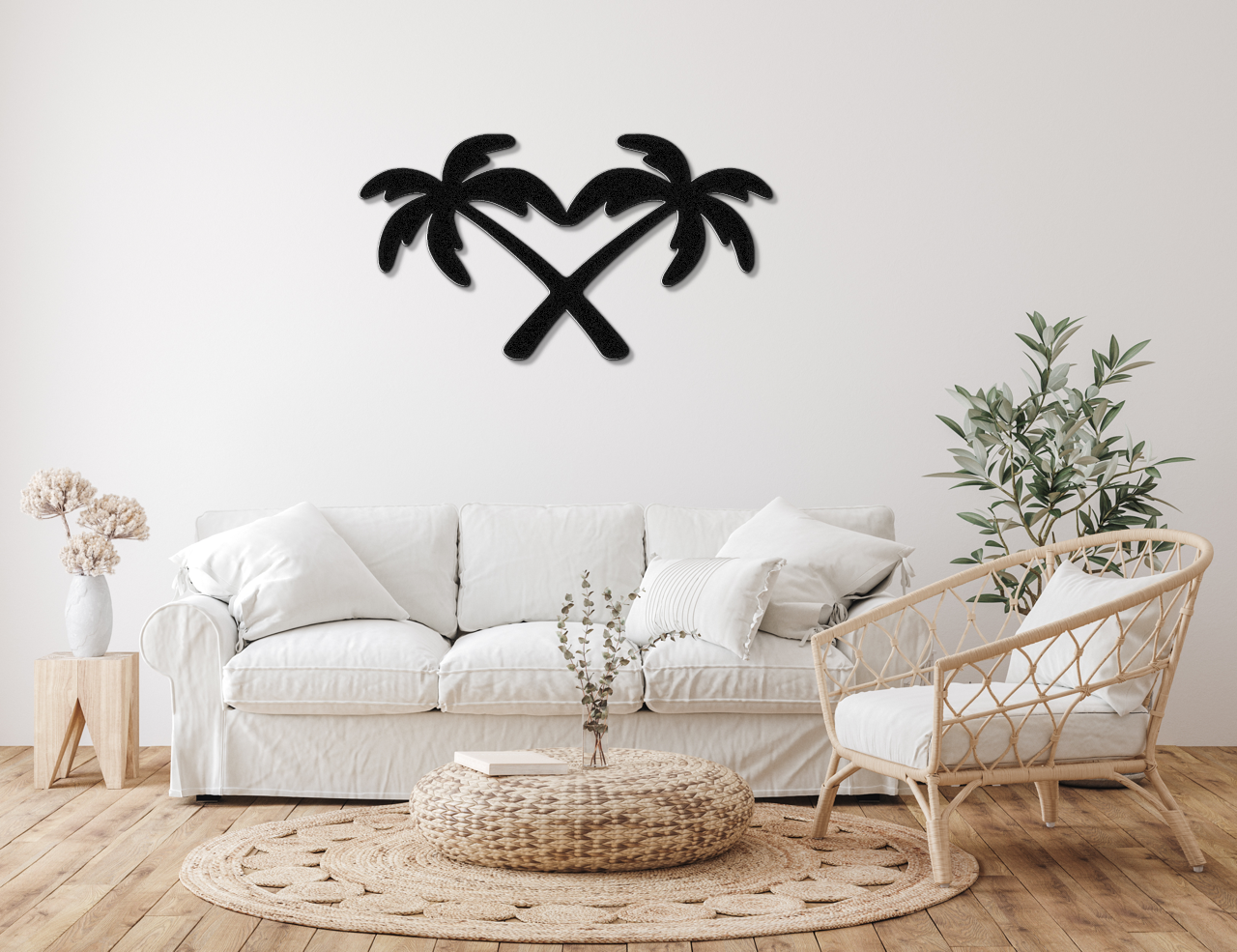 Twin Palm Tree Metal Wall Art