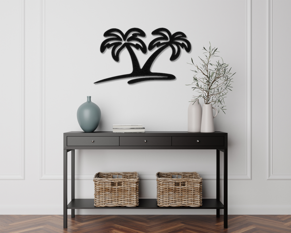 Twin Palm Tree Metal Wall Art