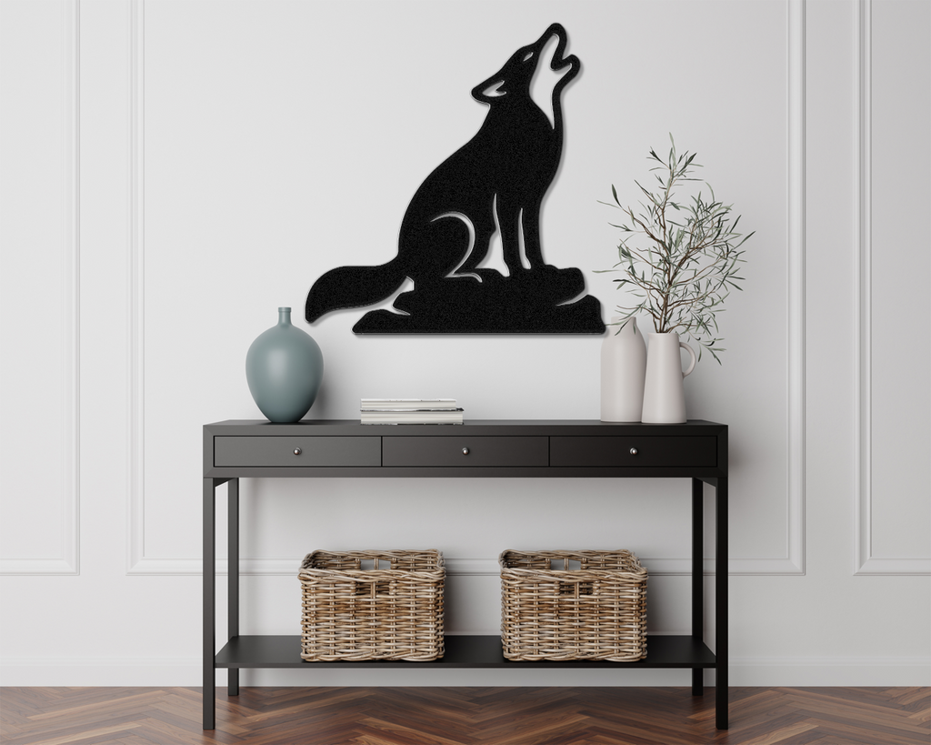 Howling Coyote Metal Wall Art