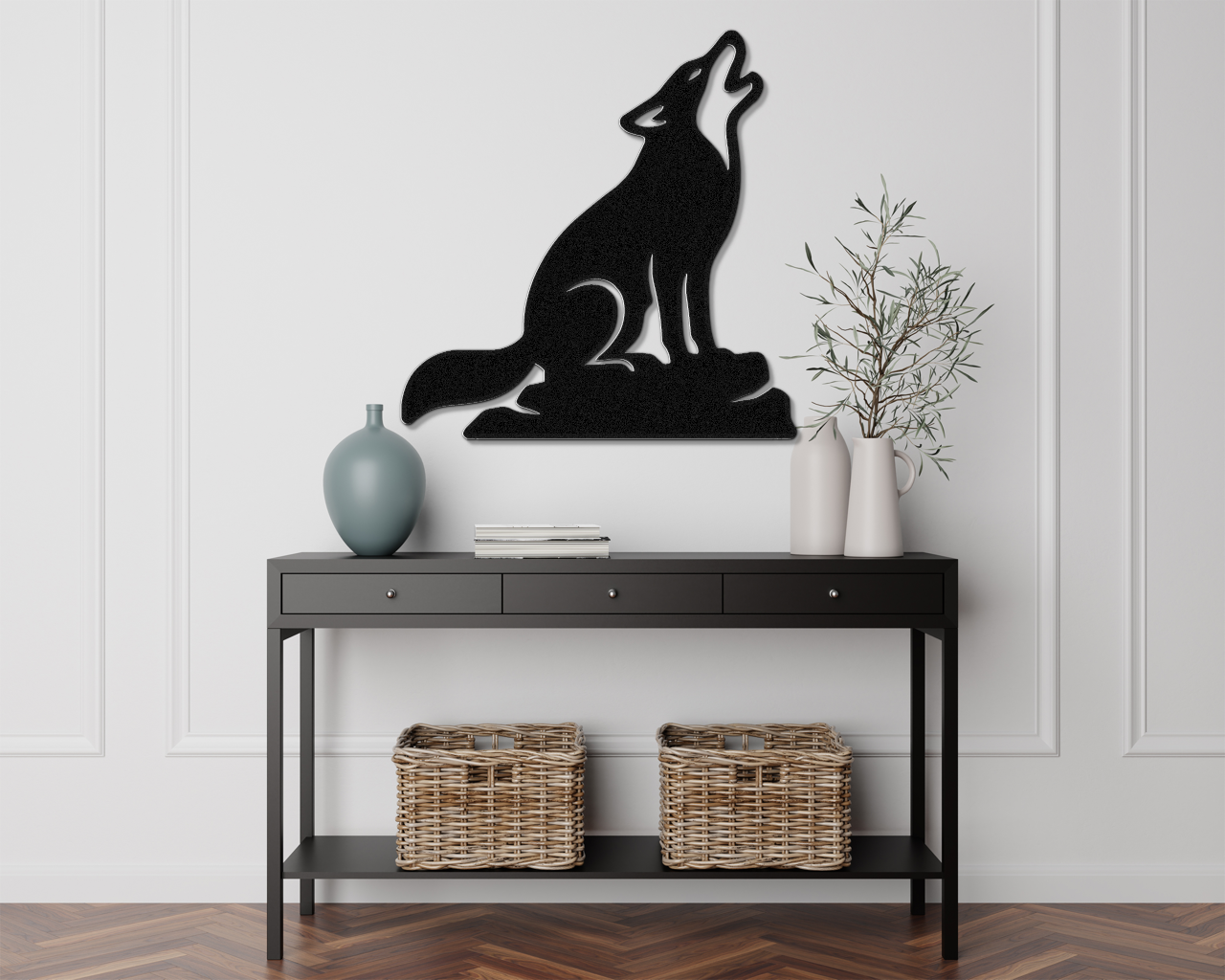 Howling Coyote Metal Wall Art