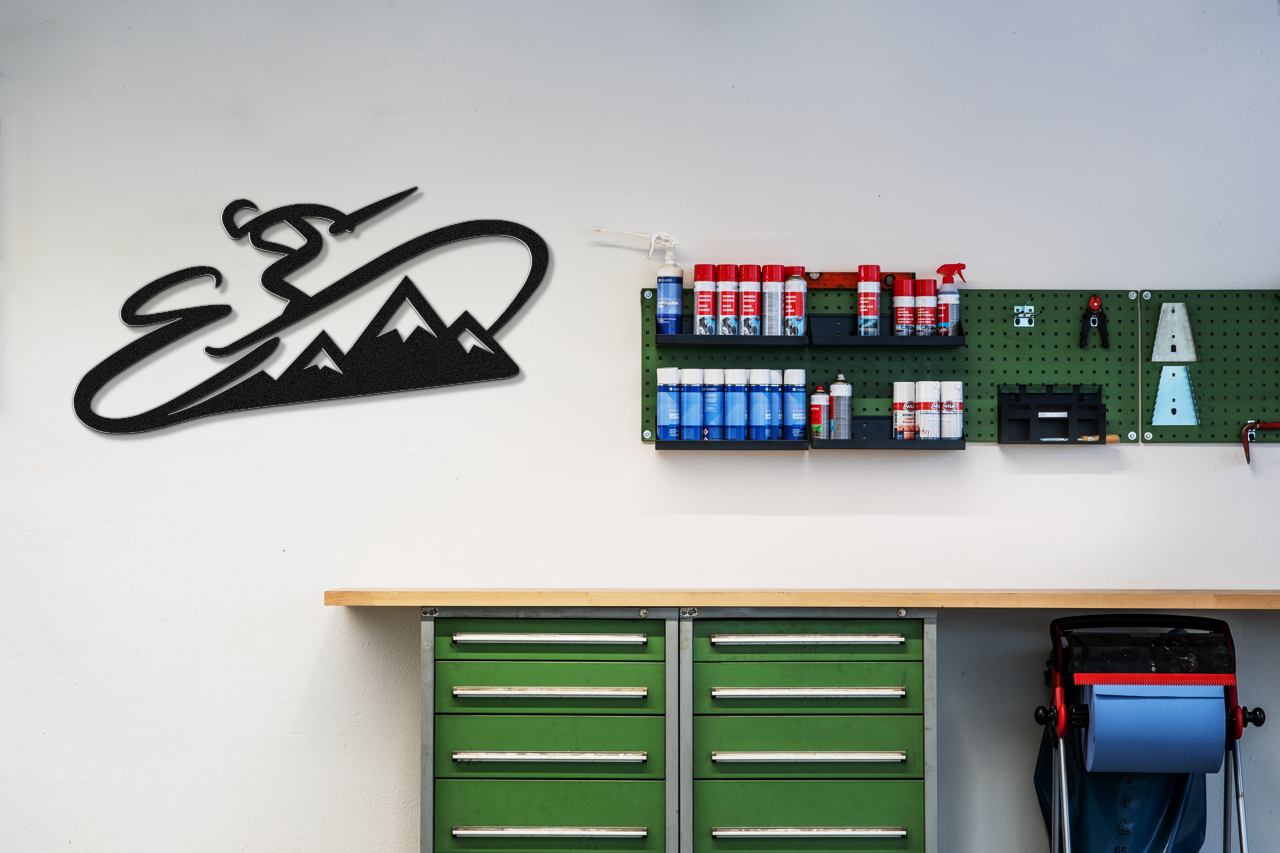 Skier and Mountain Metal Wall Art