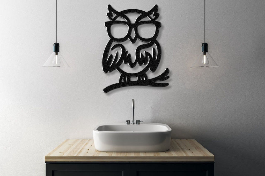 Nerdy Owl Metal Wall Art