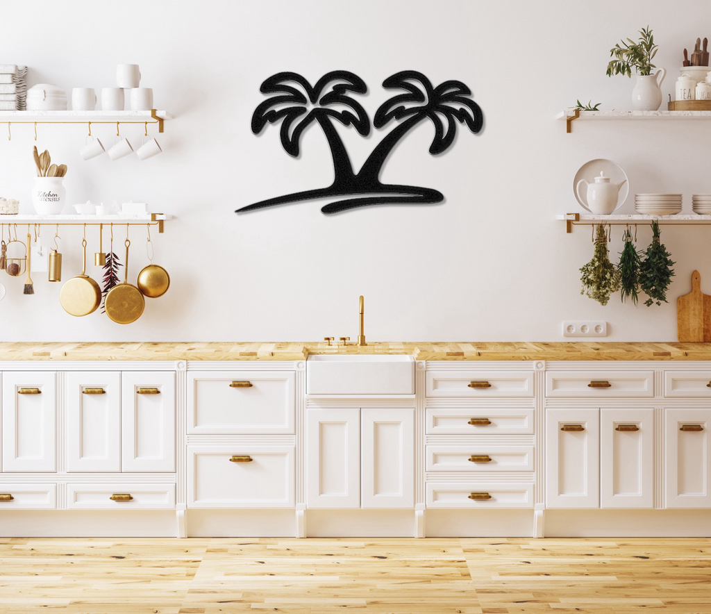 Twin Palm Tree Metal Wall Art