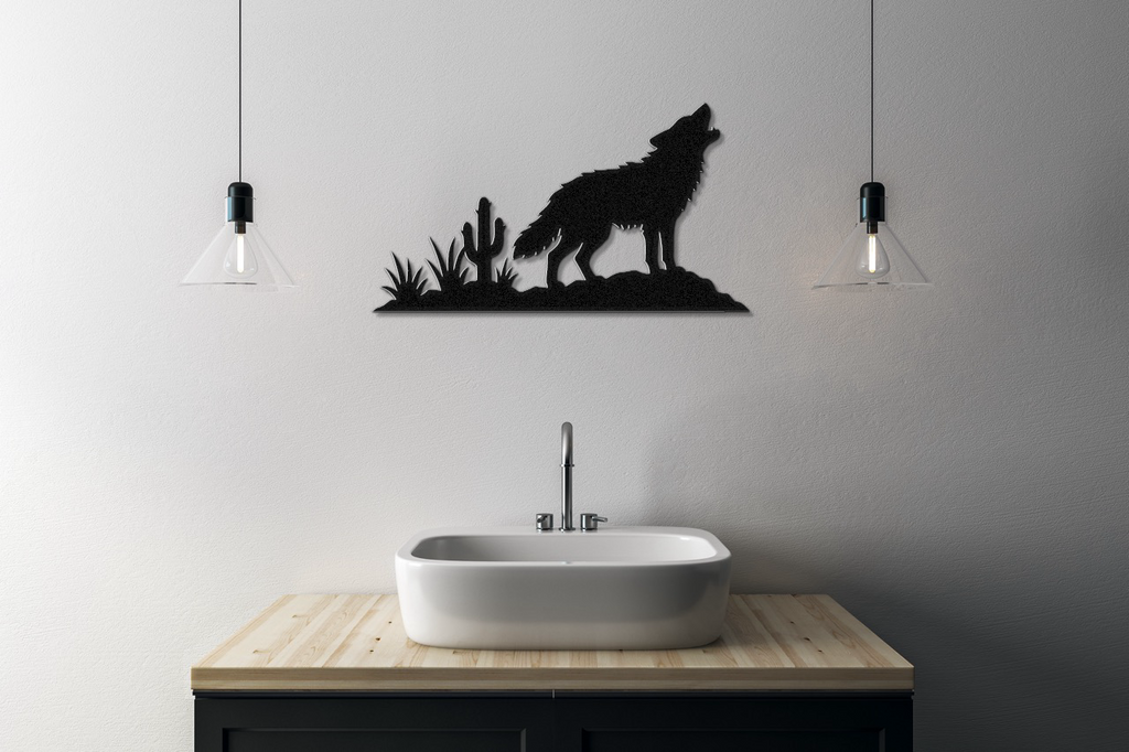 Howling Desert Coyote Metal Wall Art