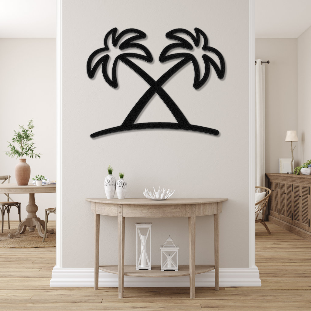 Twin Palm Tree Metal Wall Art
