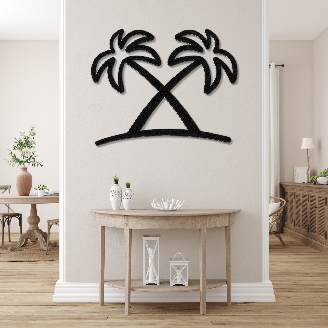Twin Palm Tree Metal Wall Art