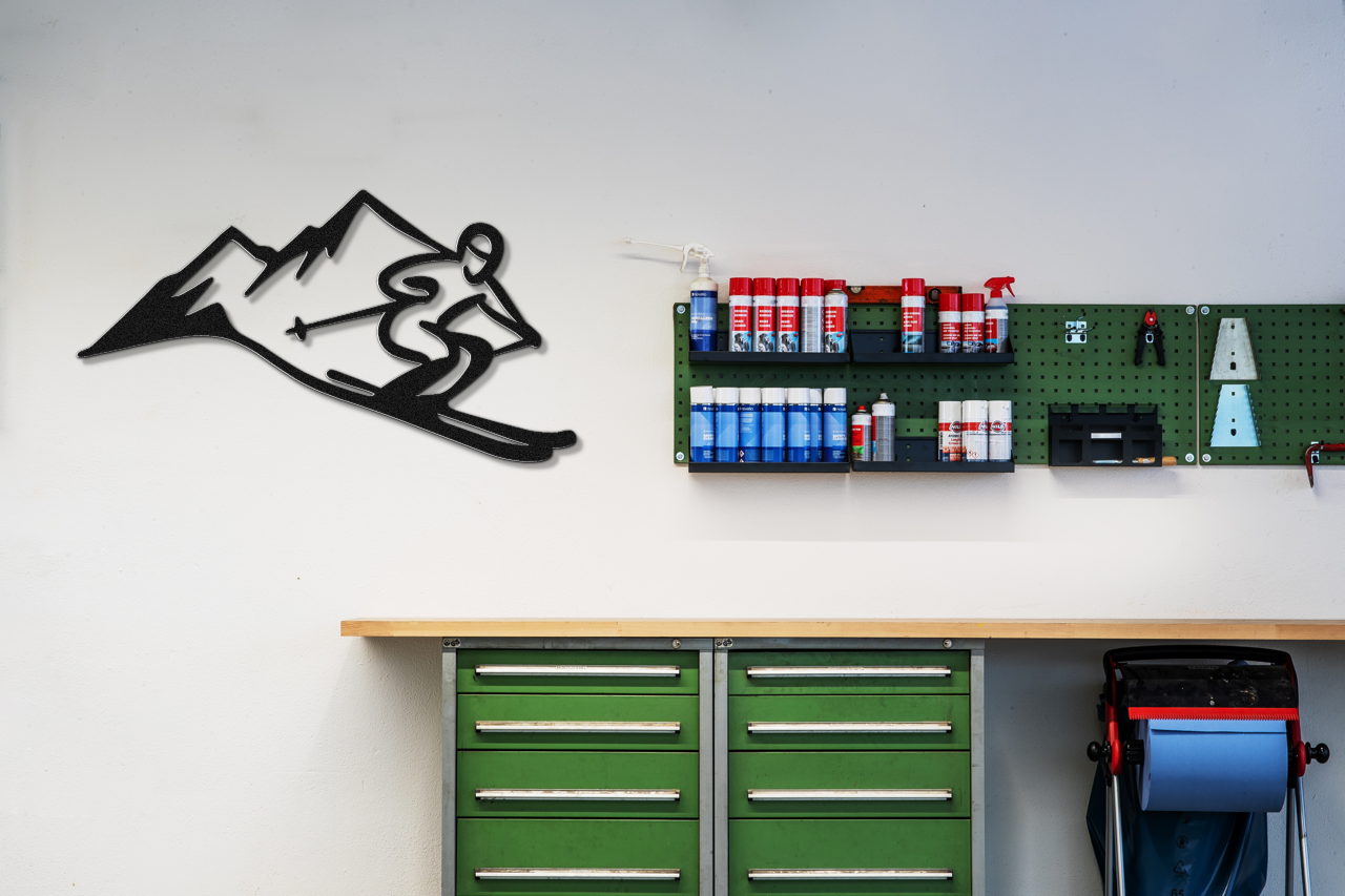Skier and Mountain Metal Wall Art