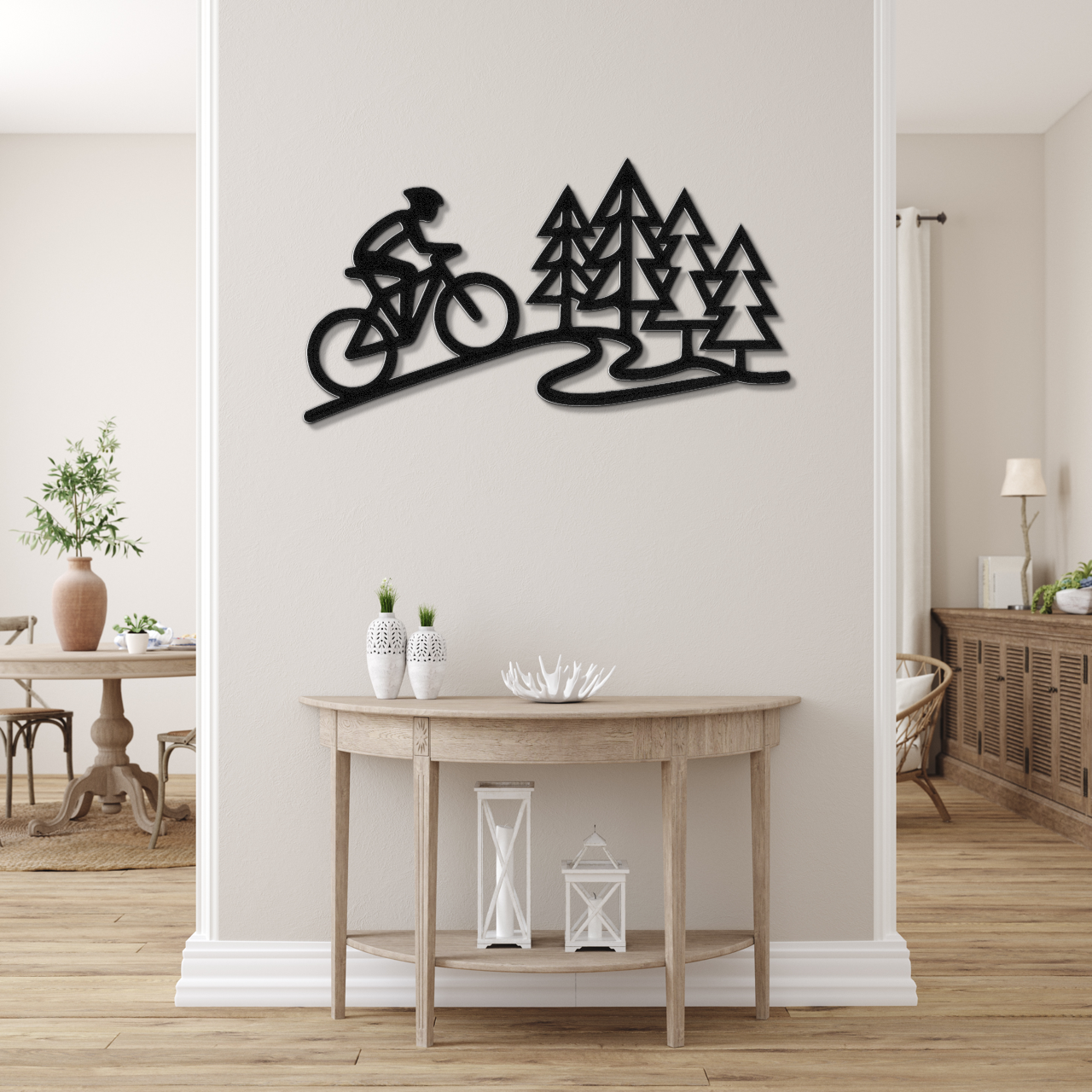 Cycling in the Pines Metal Wall Art