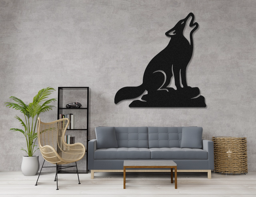 Howling Coyote Metal Wall Art