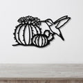 Thirsty Hummingbird and Barrel Cactus Metal Wall Art