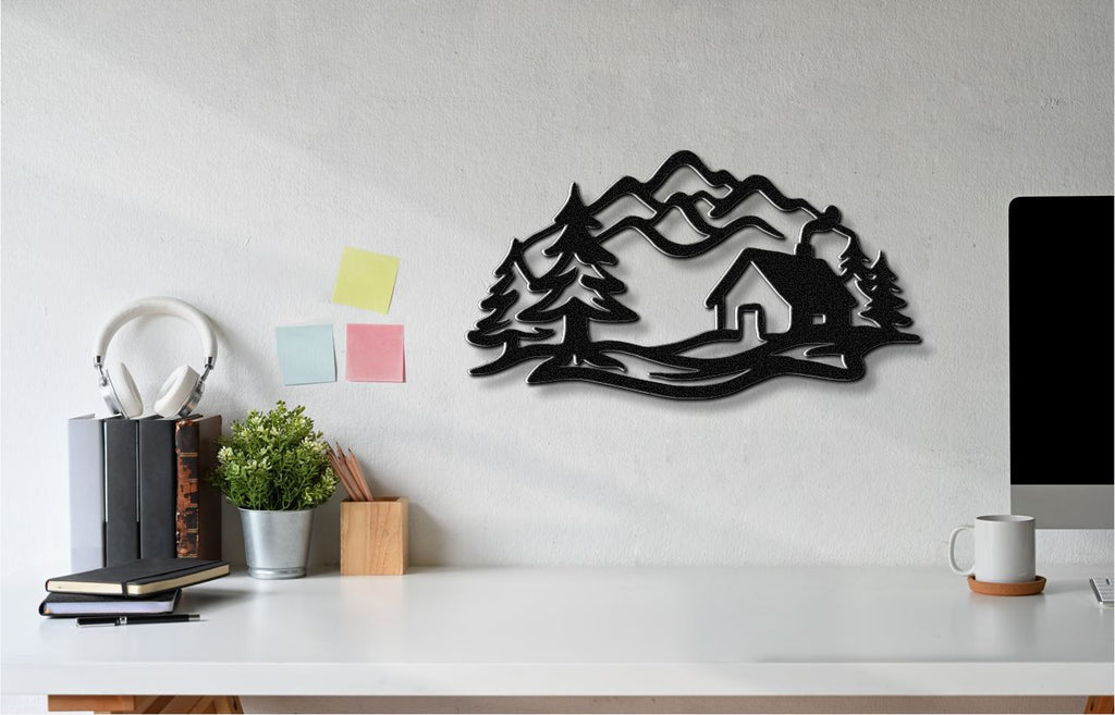 Mountain Cabin Metal Wall Art