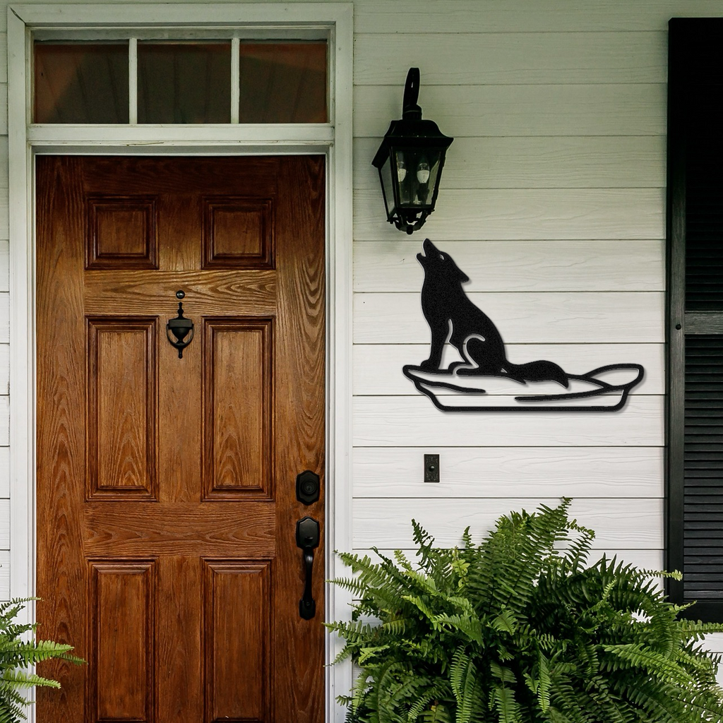 Howling Coyote Metal Wall Art