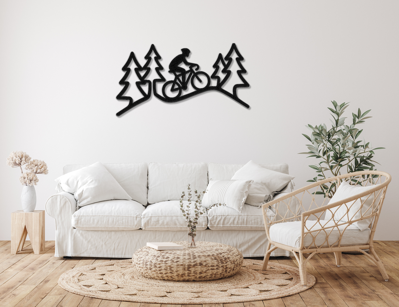 Cycling in the Pines Metal Wall Art