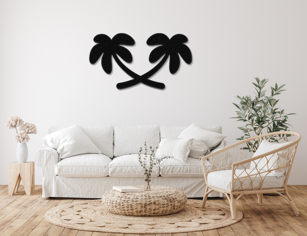 Twin Palm Tree Metal Wall Art