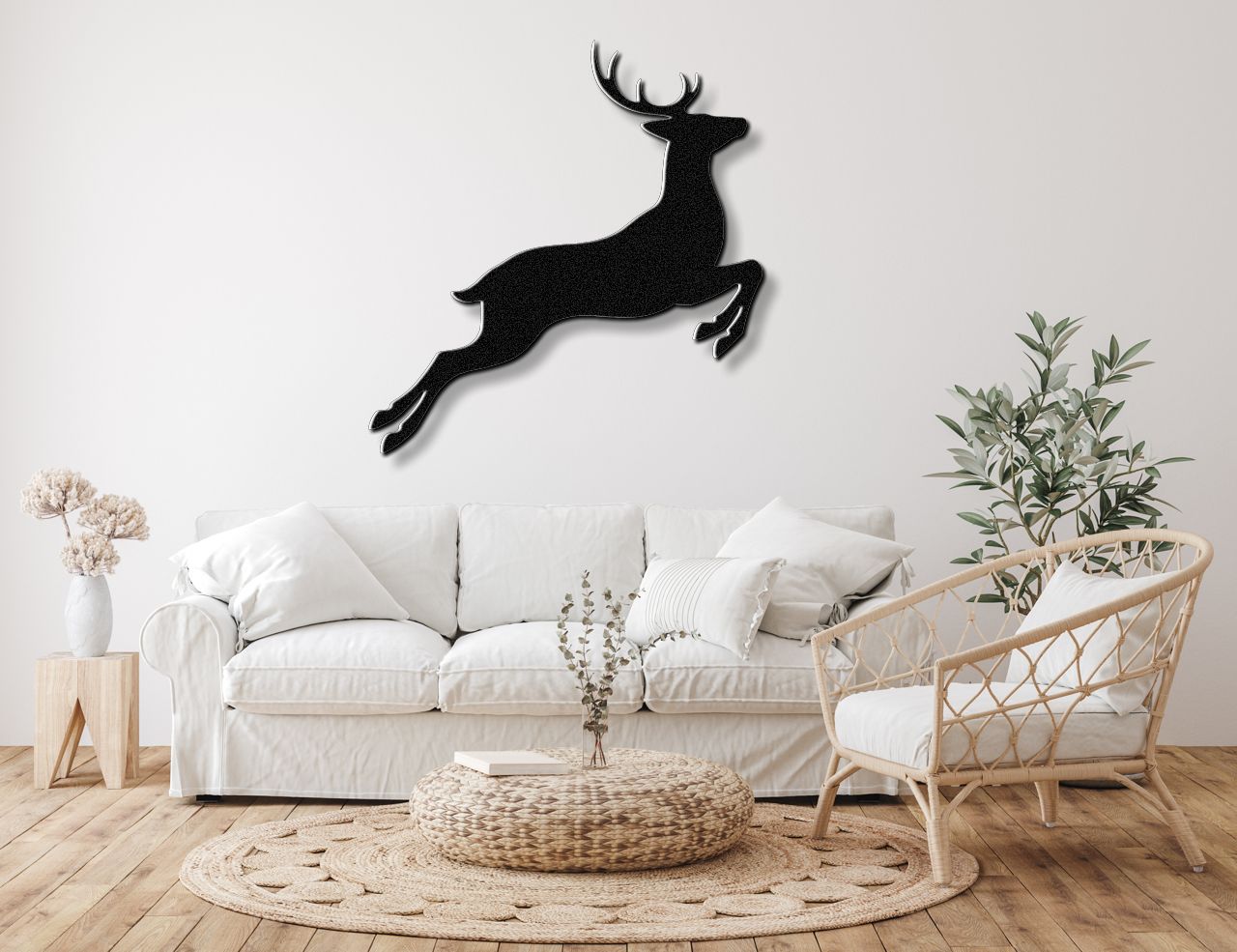 Jumping Deer Metal Wall Art
