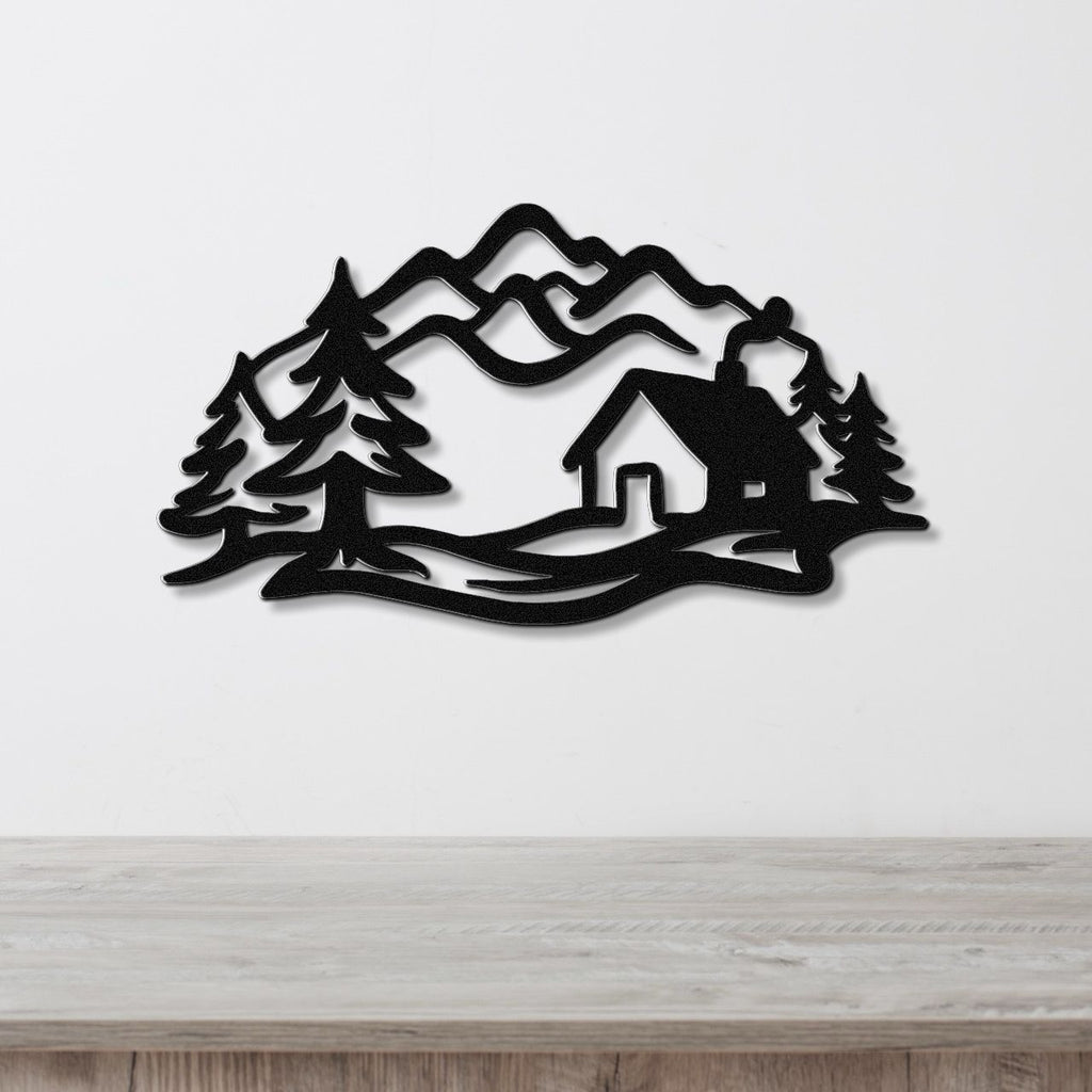 Mountain Cabin Metal Wall Art