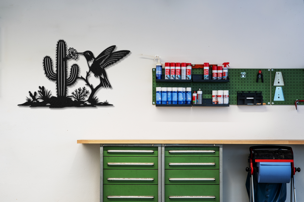 Hummingbird and Saguaro Metal Wall Art