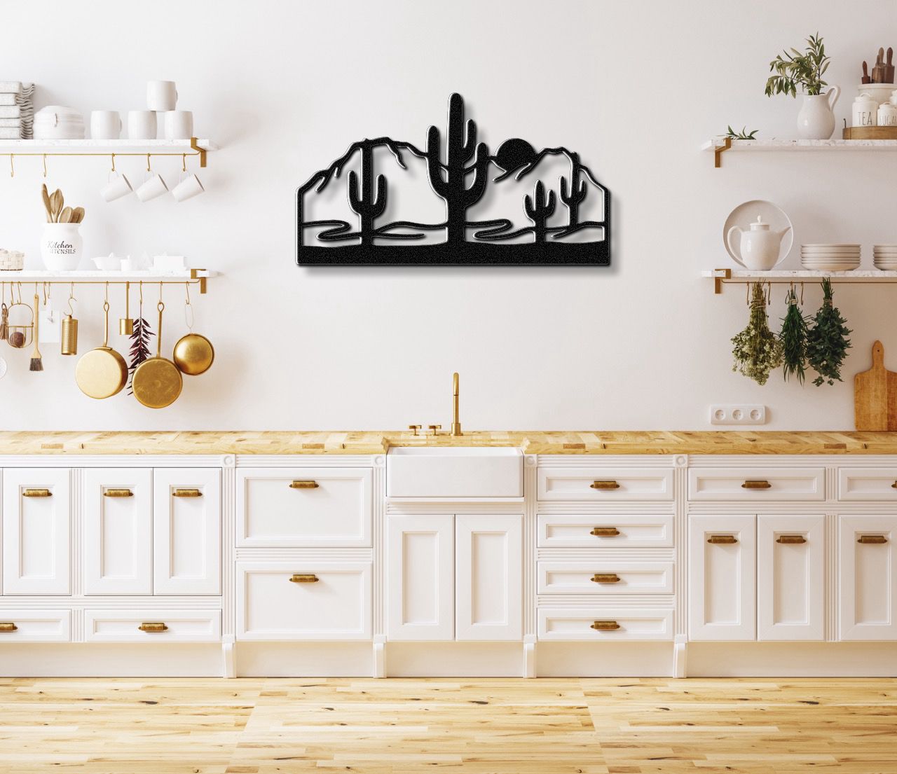 Saguaro Cactus with Mountains Metal Wall Art