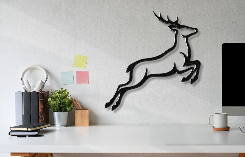 Jumping Deer Metal Wall Art