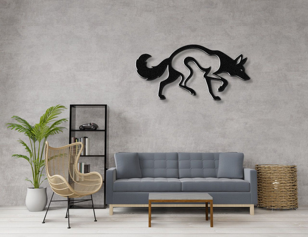 Sneaky Coyote Metal Wall Art