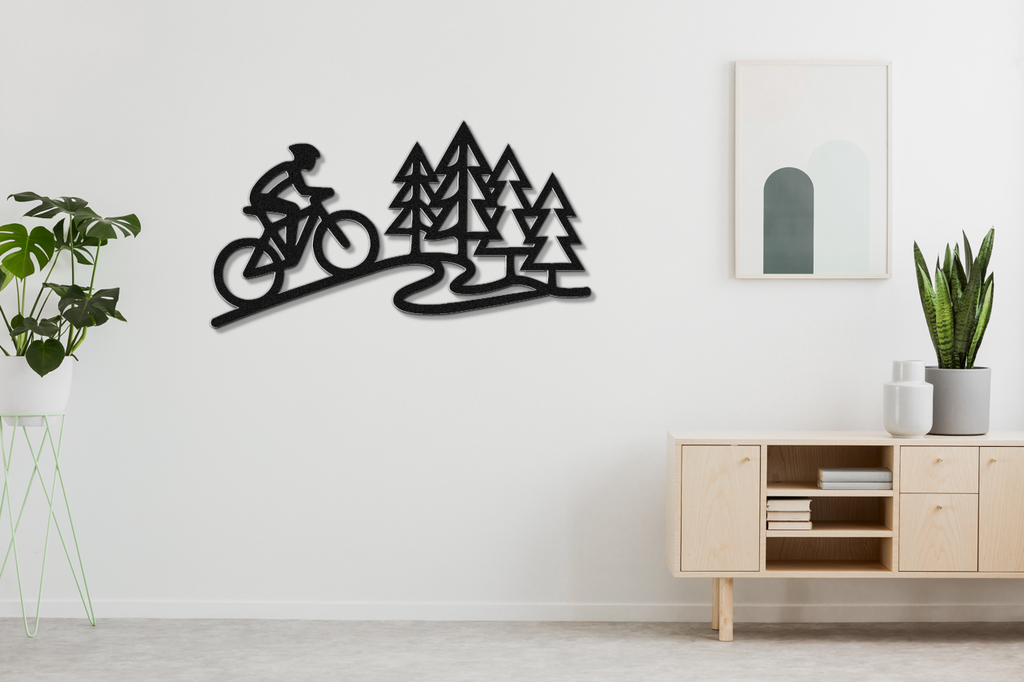 Cycling in the Pines Metal Wall Art