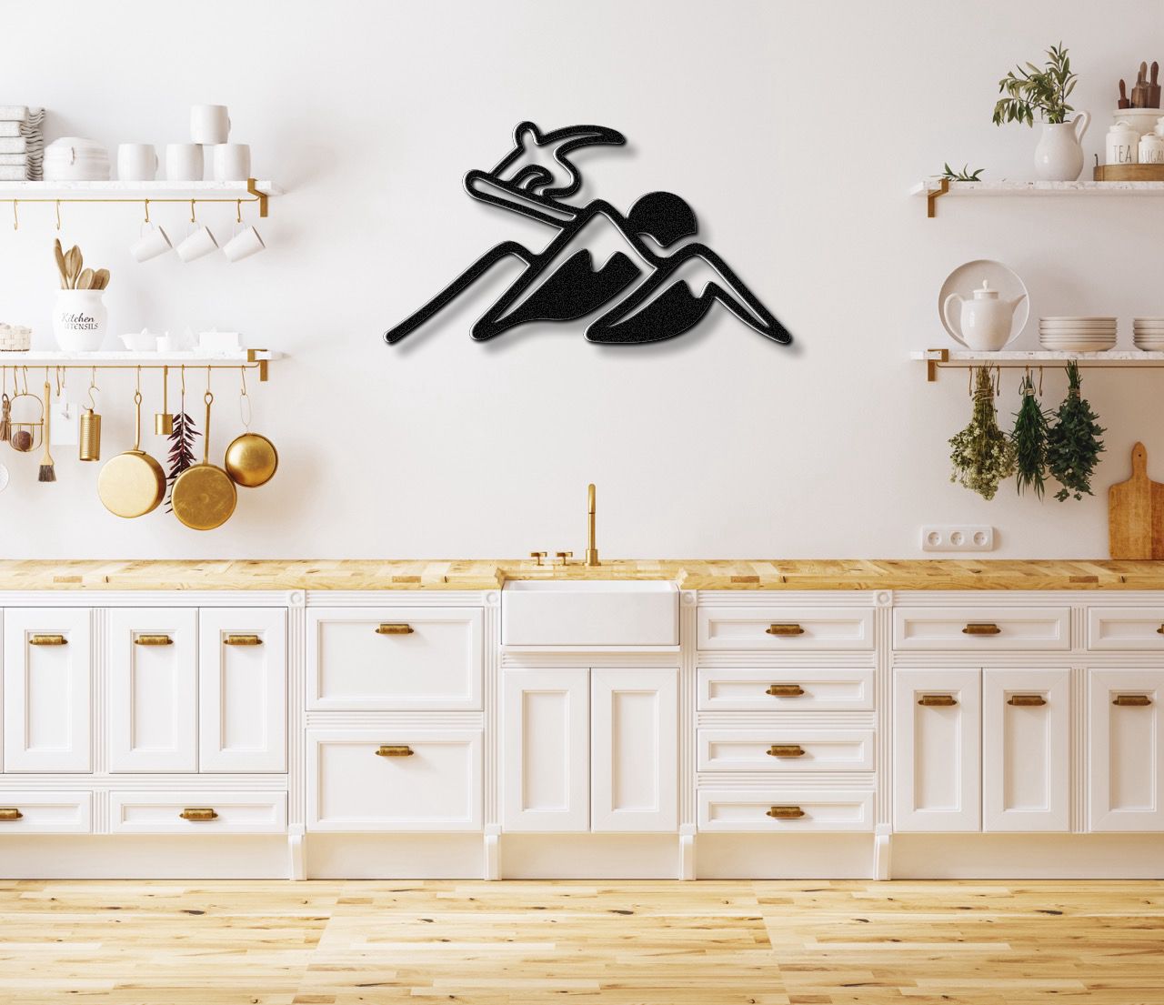 Snowboarder with Mountains Metal Wall Art