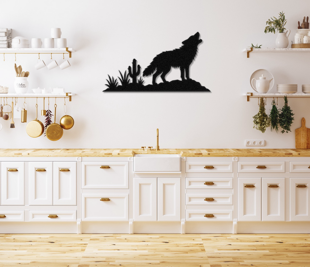 Howling Desert Coyote Metal Wall Art