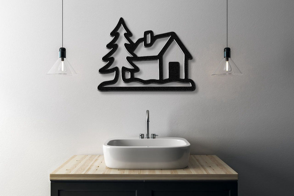 Mountain Cabin Metal Wall Art