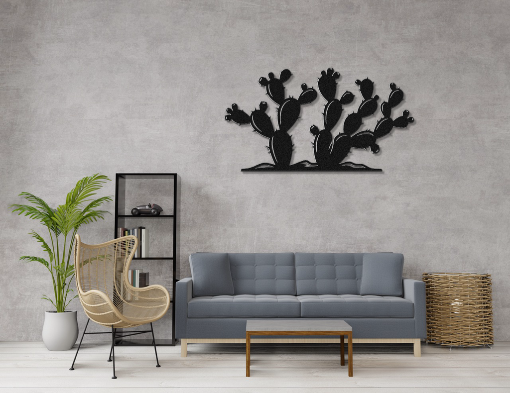 Prickly Pear Cactus Metal Wall Art