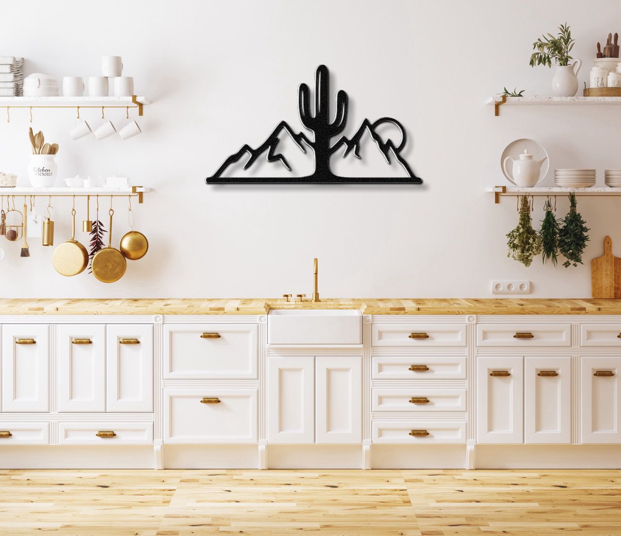 Saguaro Cactus with Mountains Metal Wall Art
