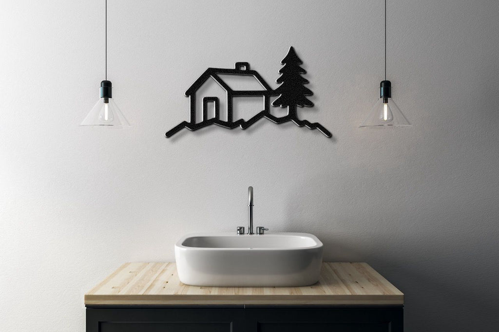 Mountain Cabin Metal Wall Art