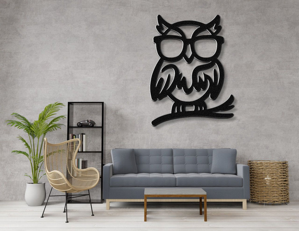 Nerdy Owl Metal Wall Art