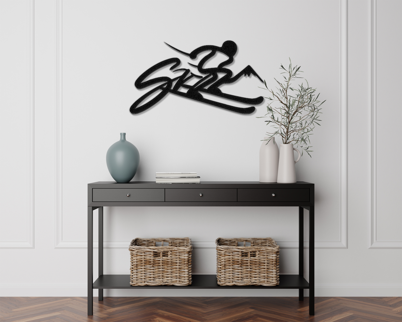 Skiing Metal Wall Art