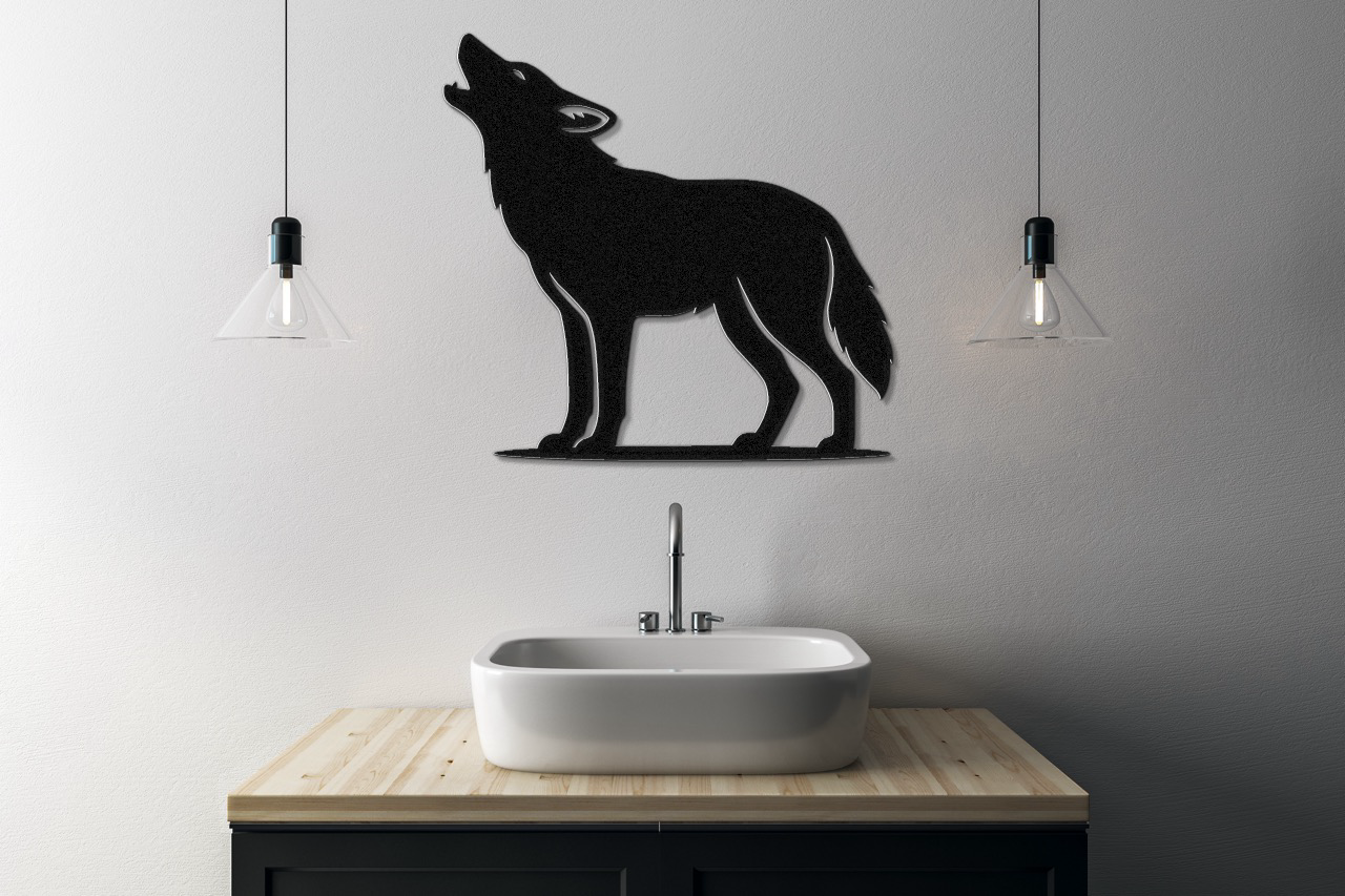 Howling Coyote Metal Wall Art