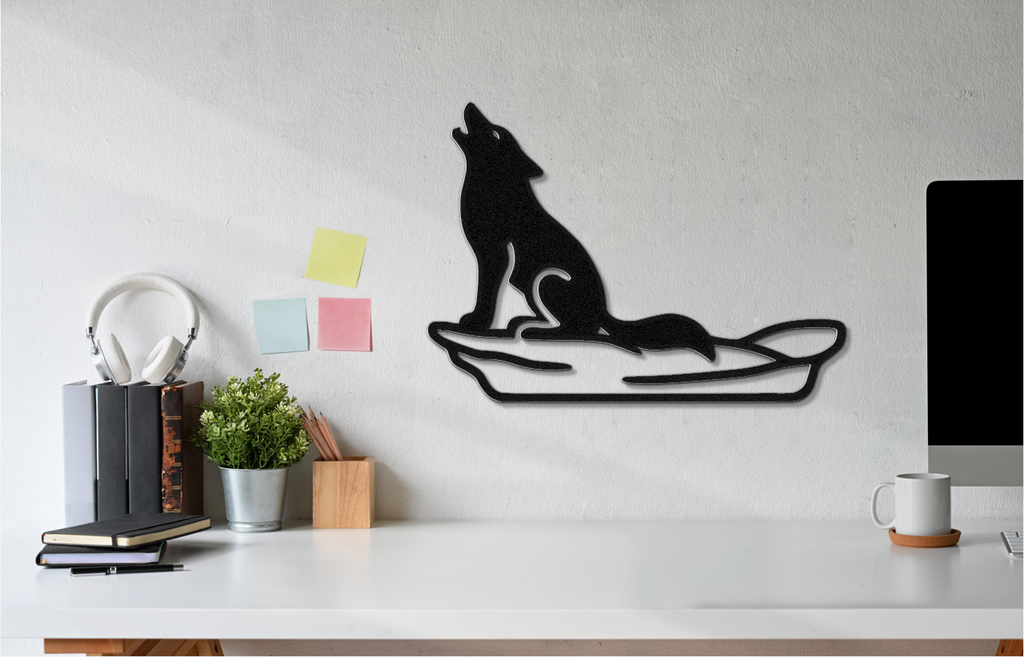 Howling Coyote Metal Wall Art