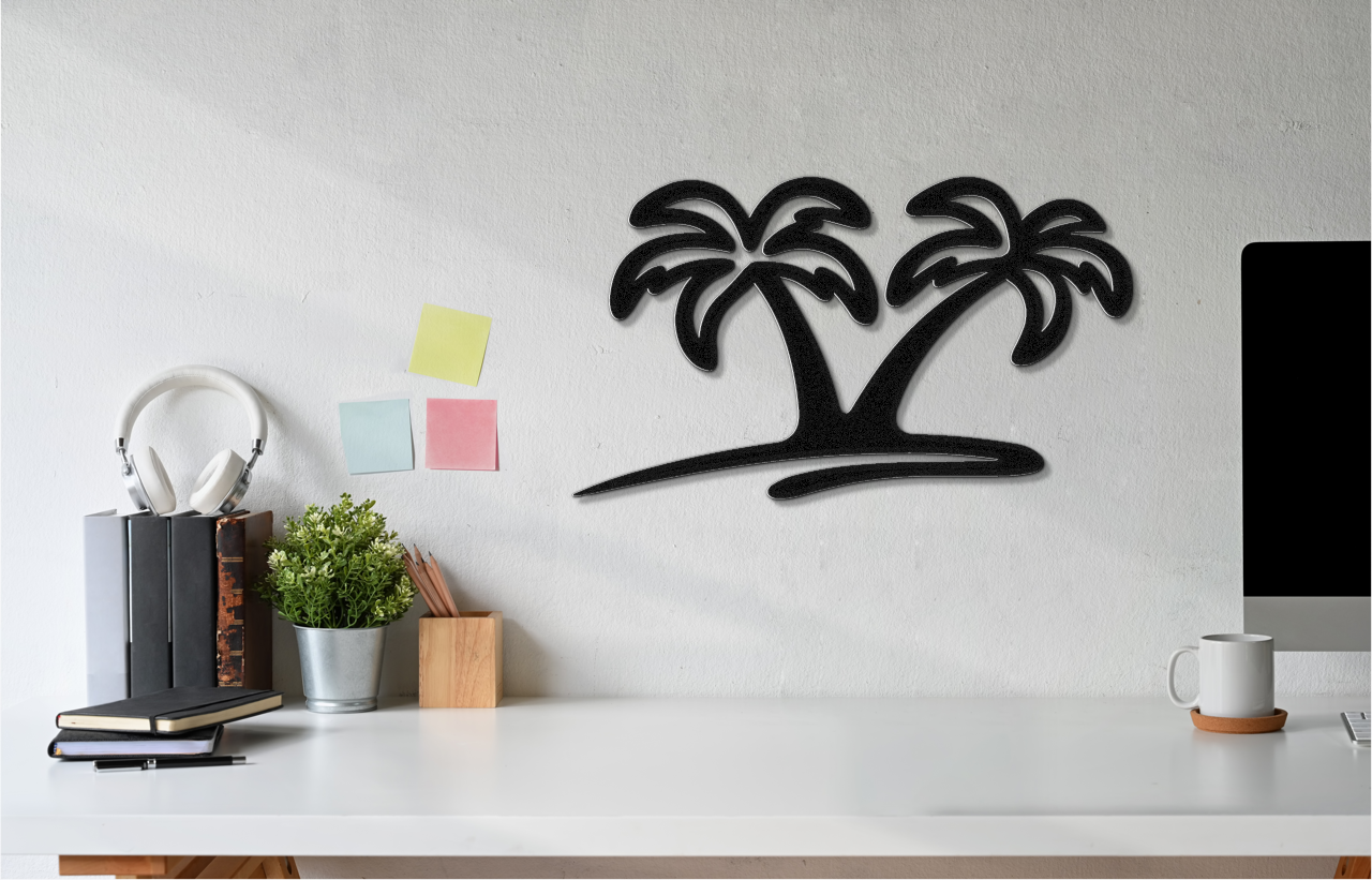 Twin Palm Tree Metal Wall Art