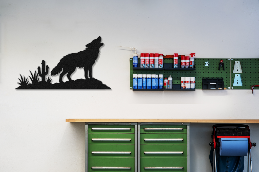 Howling Desert Coyote Metal Wall Art