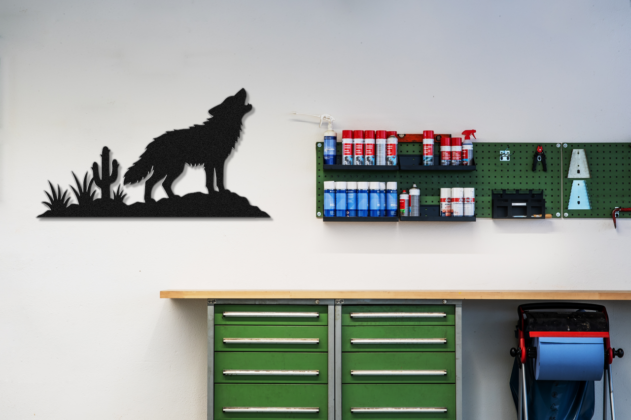 Howling Desert Coyote Metal Wall Art