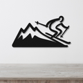 Skier and Mountain Metal Wall Art