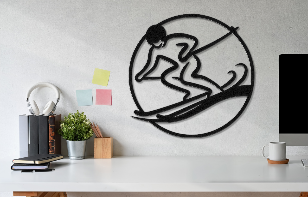 Skiing Metal Wall Art