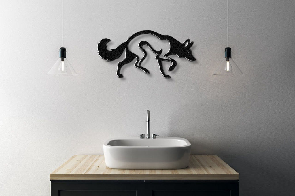 Sneaky Coyote Metal Wall Art