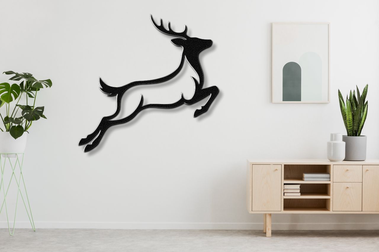 Jumping Deer Metal Wall Art