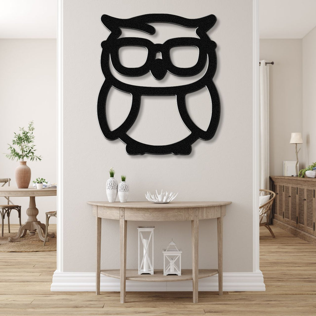 Nerdy Owl Metal Wall Art