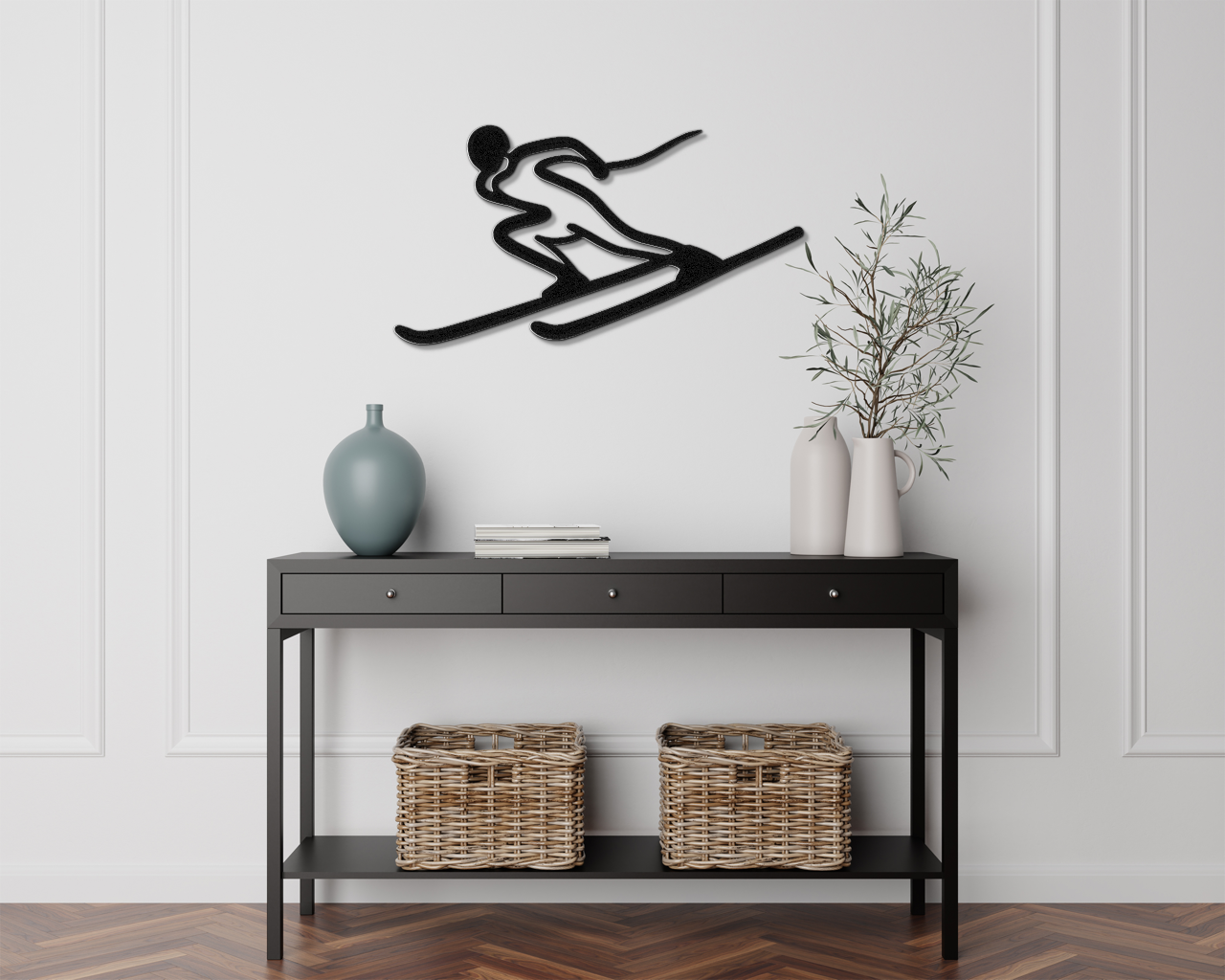Skiing Metal Wall Art