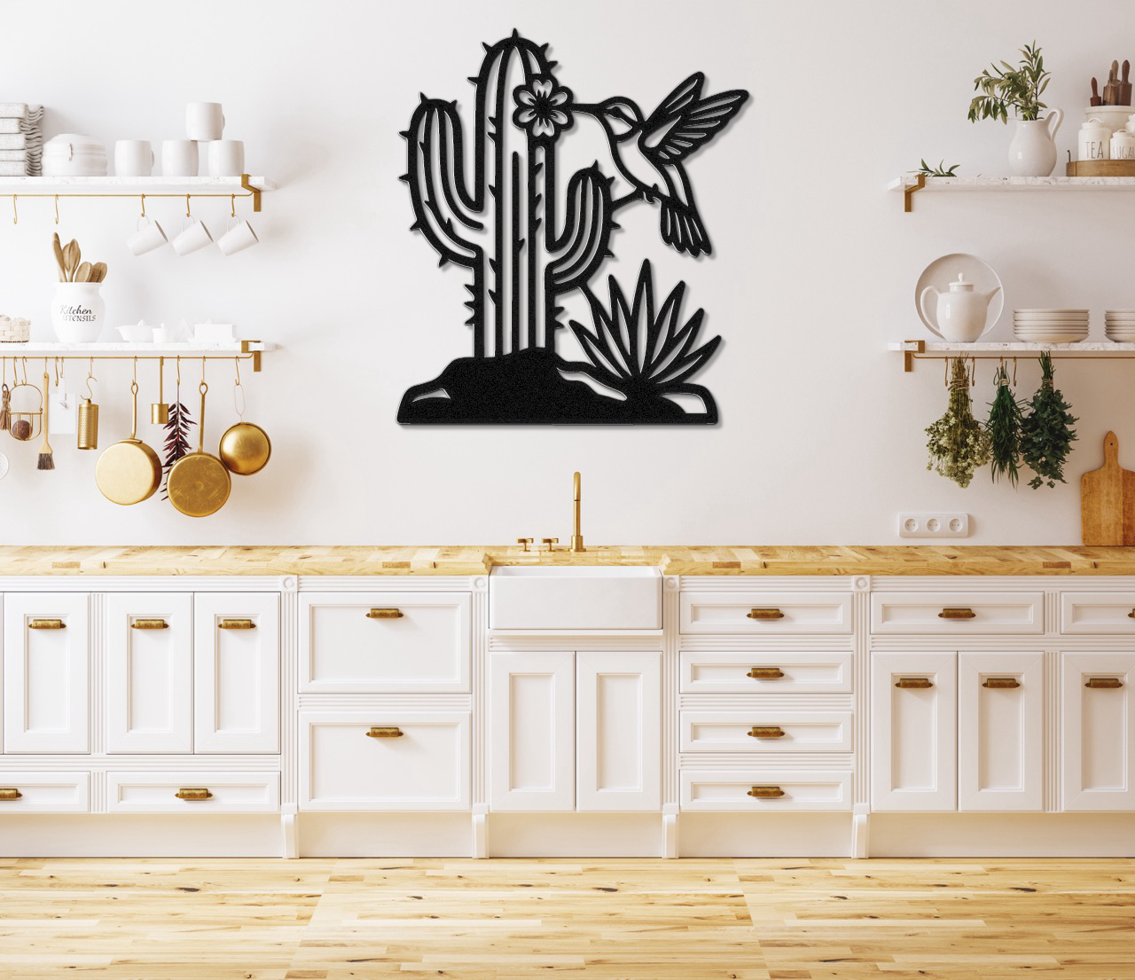 Hummingbird and Saguaro Metal Wall Art