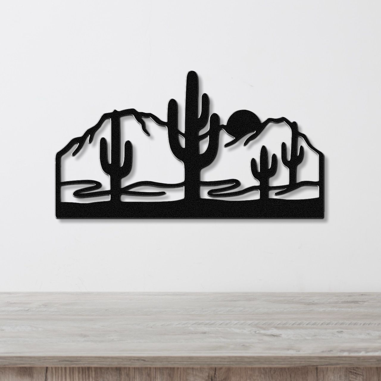 Saguaro Cactus with Mountains Metal Wall Art